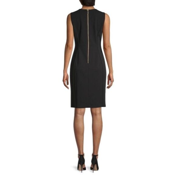 Calvin Klein Sheath Dress Women's Plus 14 Black Sleeveless Knee Length Back Zip - Picture 2 of 9